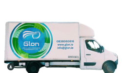 White Glon man and van junk removal service vehicle with company branding